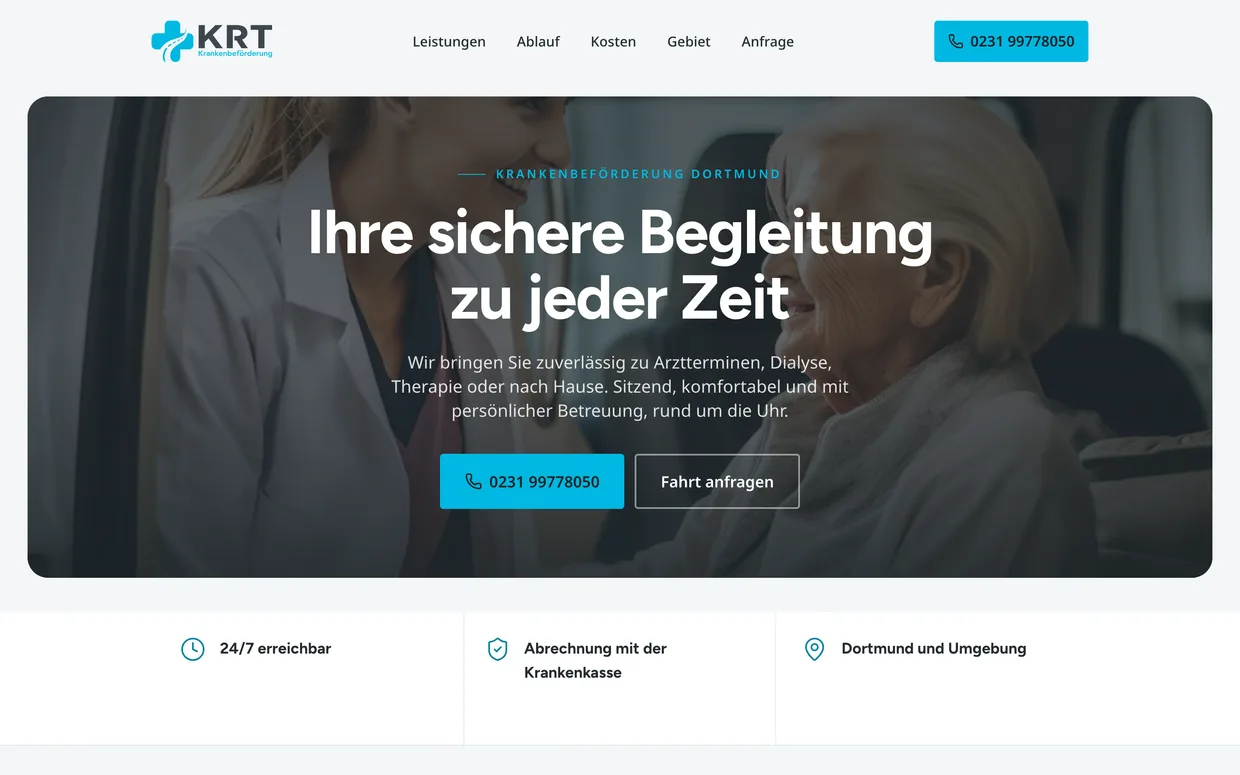 KRT Krankenbeförderung, Ansicht am Rechner