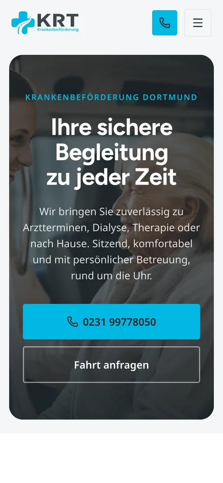 KRT Krankenbeförderung, Ansicht am Handy