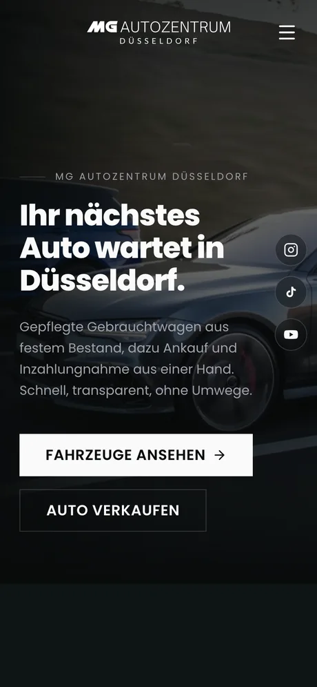 MG Autozentrum, Ansicht am Handy